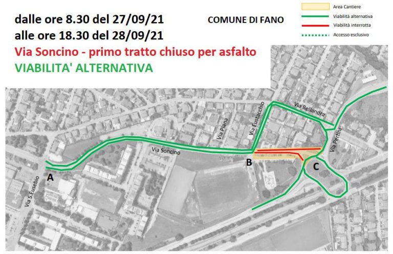 Fano, al via i lavori su Via Soncino con modifiche alla viabilità Fano, al via i lavori su Via Soncino con modifiche alla viabilità
