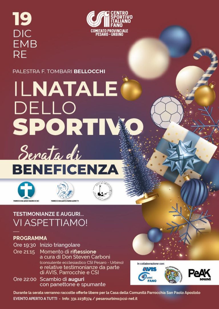 “Il Natale dello sportivo”, serata di beneficenza alla palestra della scuola Tombari