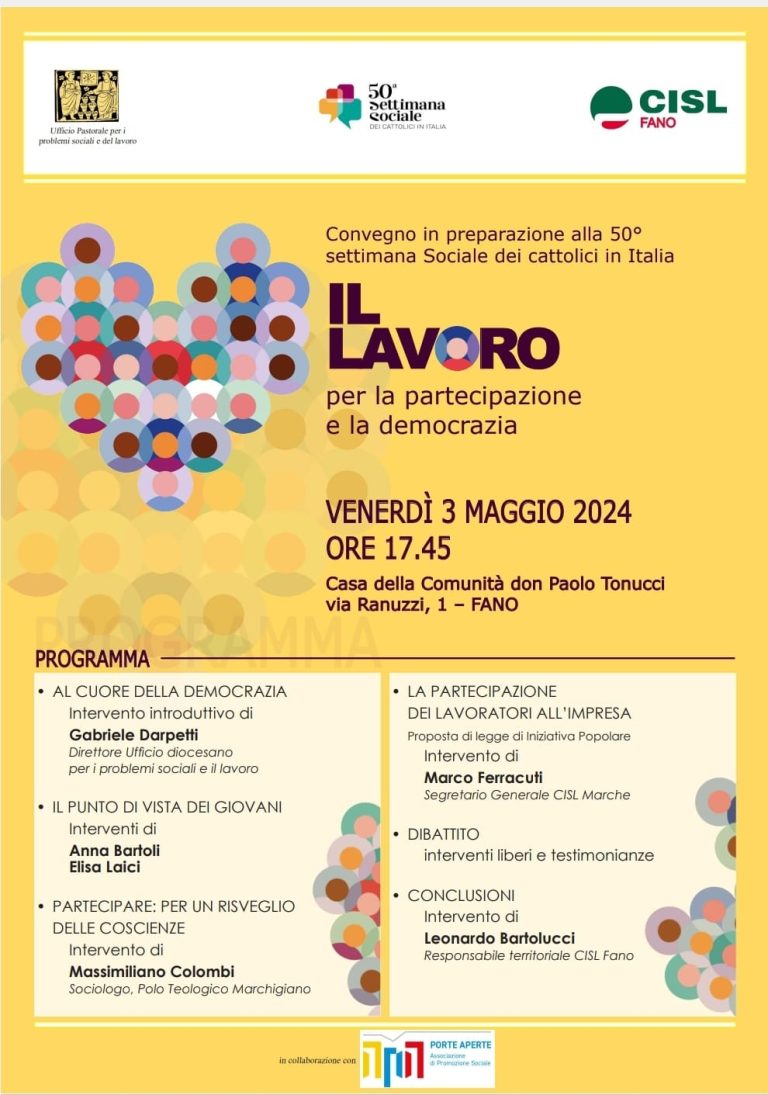“Il Lavoro per la partecipazione e la democrazia”: incontro al Vallato di Fano “Il Lavoro per la partecipazione e la democrazia”: incontro al Vallato di Fano