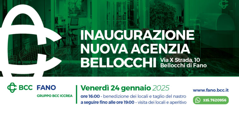 Nuova Agenzia BCC Fano a Bellocchi per sostenere lo sviluppo del territorio