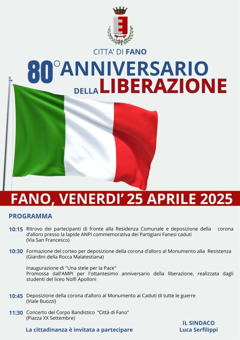 25 aprile, Fano celebra l’80° anniversario della Liberazione 25 aprile, Fano celebra l’80° anniversario della Liberazione