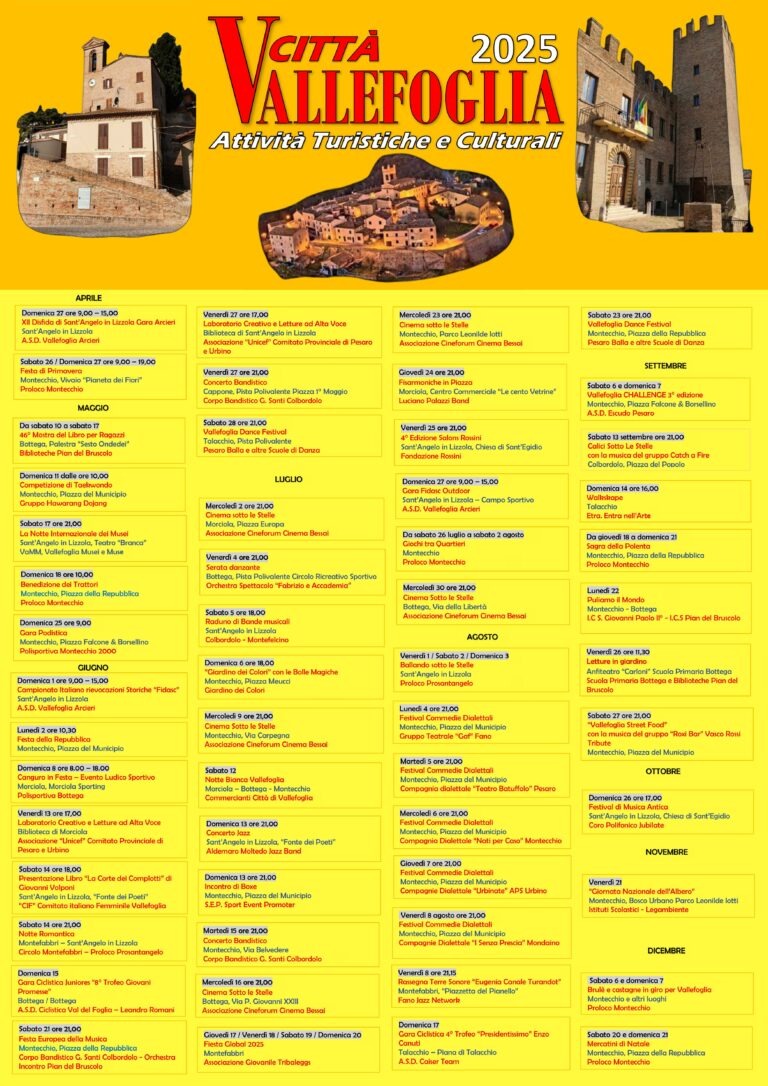 Vallefoglia: presentato il manifesto degli eventi turistici e culturali 2025
