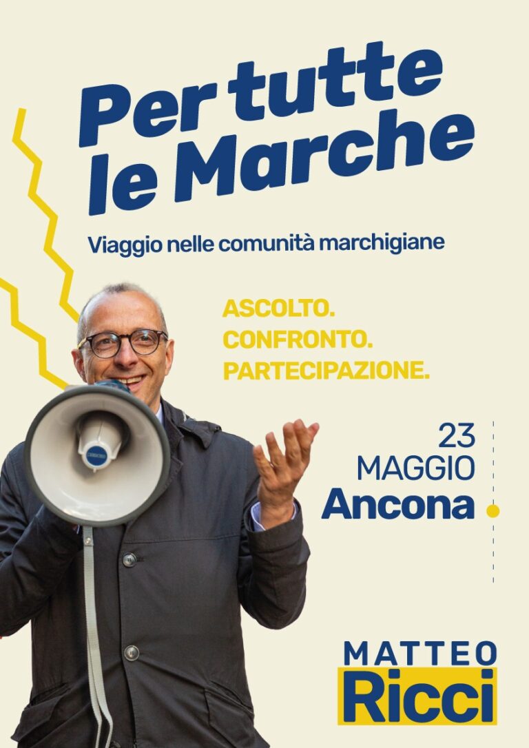 Ricci, in viaggio “per tutte le Marche”: venerdì 23 maggio inizia il tour in tutti i comuni della regione