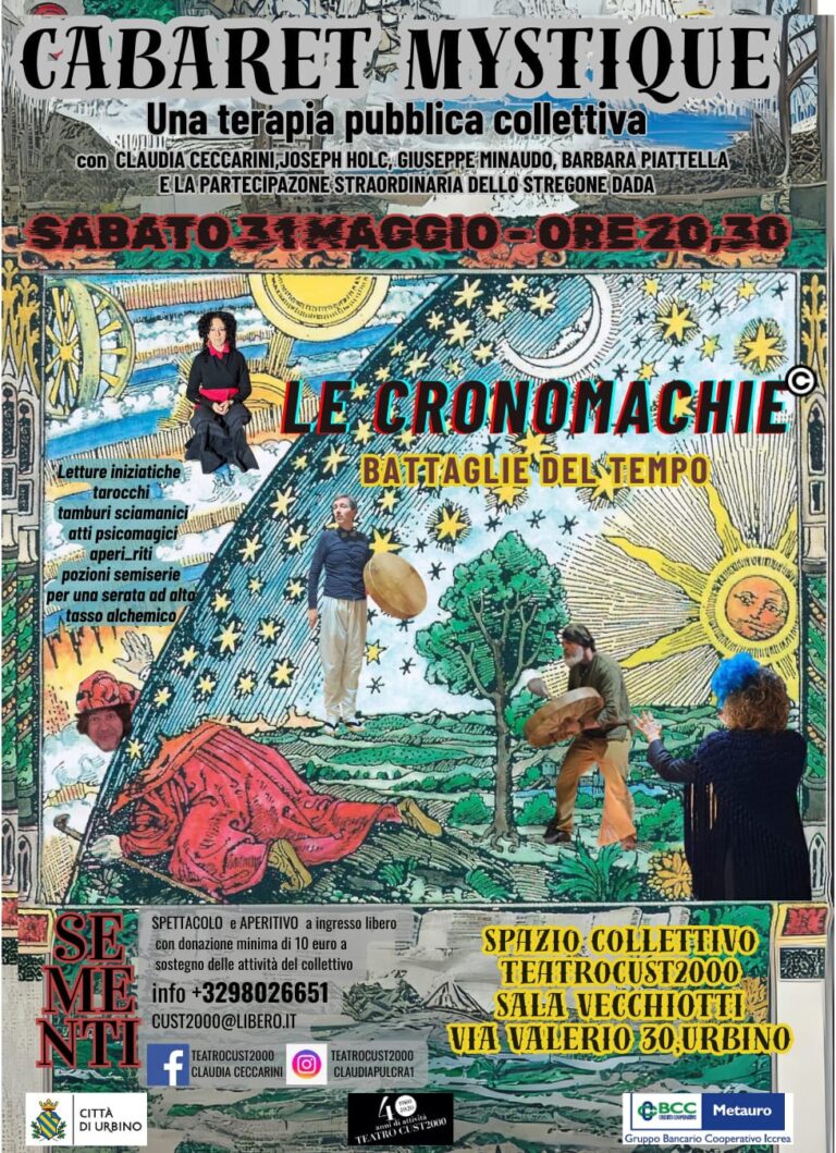 Urbino, il tempo si ferma con “Le Cronomachie”: il ritorno del Cabaret Mystique alla Sala Vecchiotti