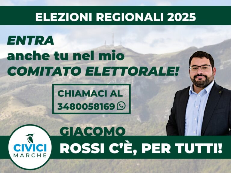 Elezioni regionali, Giacomo Rossi (Civici Marche) annuncia la ricandidatura e lancia il suo Comitato Elettorale