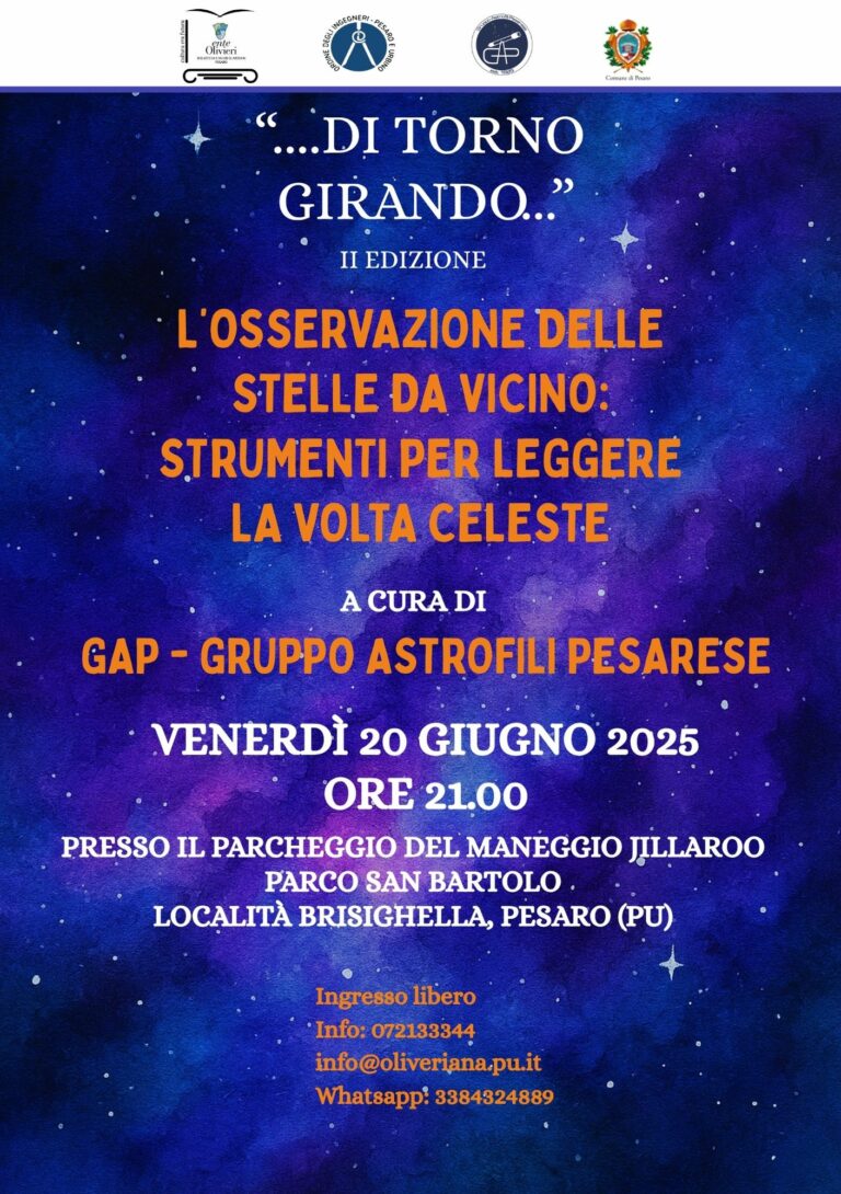 Occhi puntati al cielo del solstizio d’estate: venerdì osservazione della volta celeste con il Gruppo Astrofili