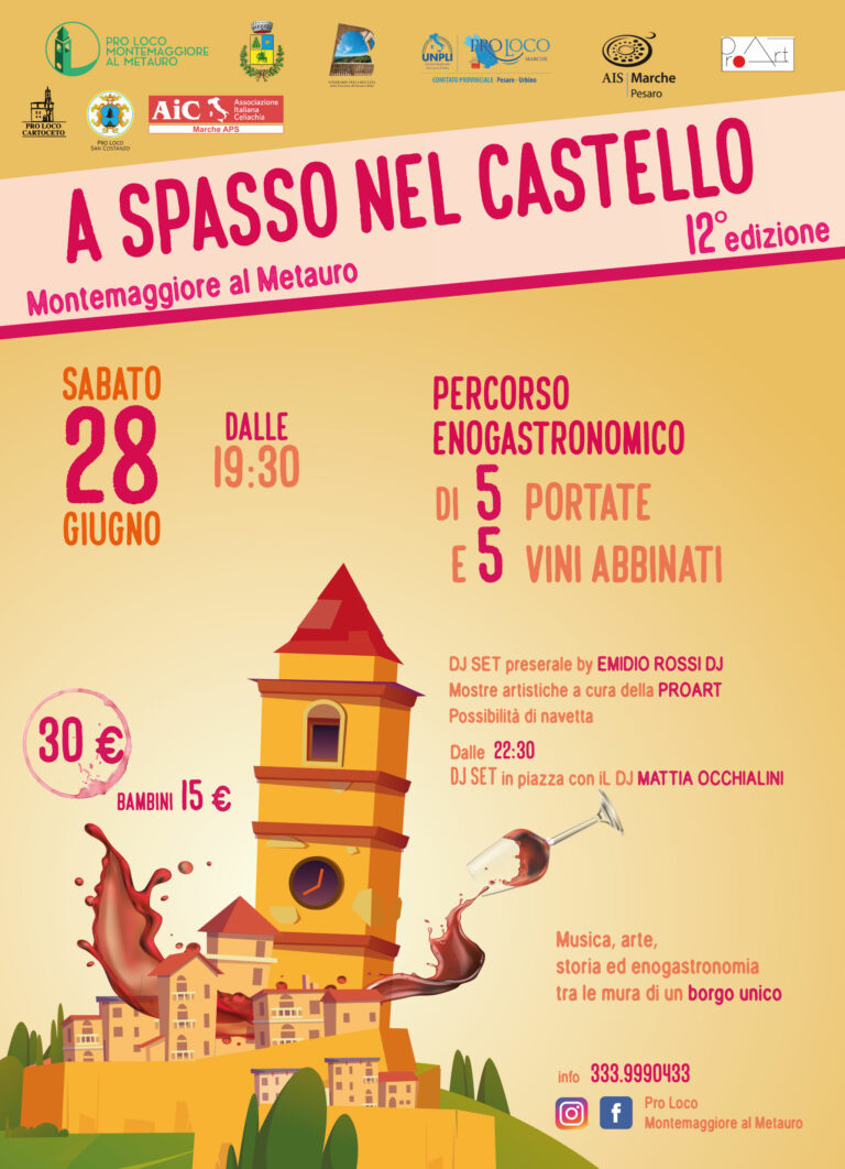 A Montemaggiore al Metauro torna il percorso enogastronomico “A spasso nel Castello”