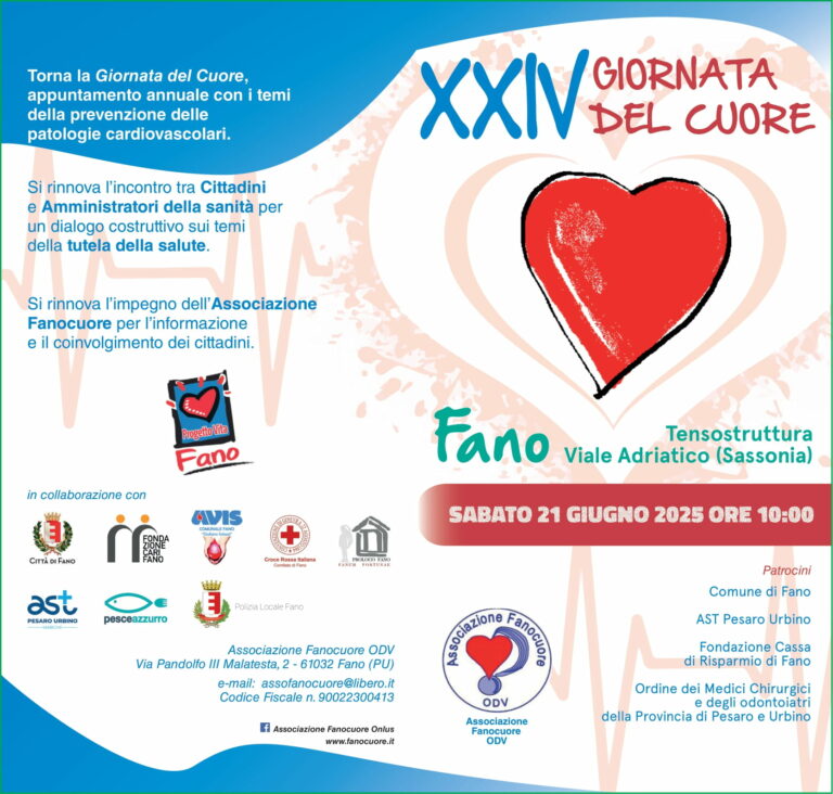 Torna a Fano la Giornata del Cuore: sabato appuntamento alla Tensostruttura di Sassonia