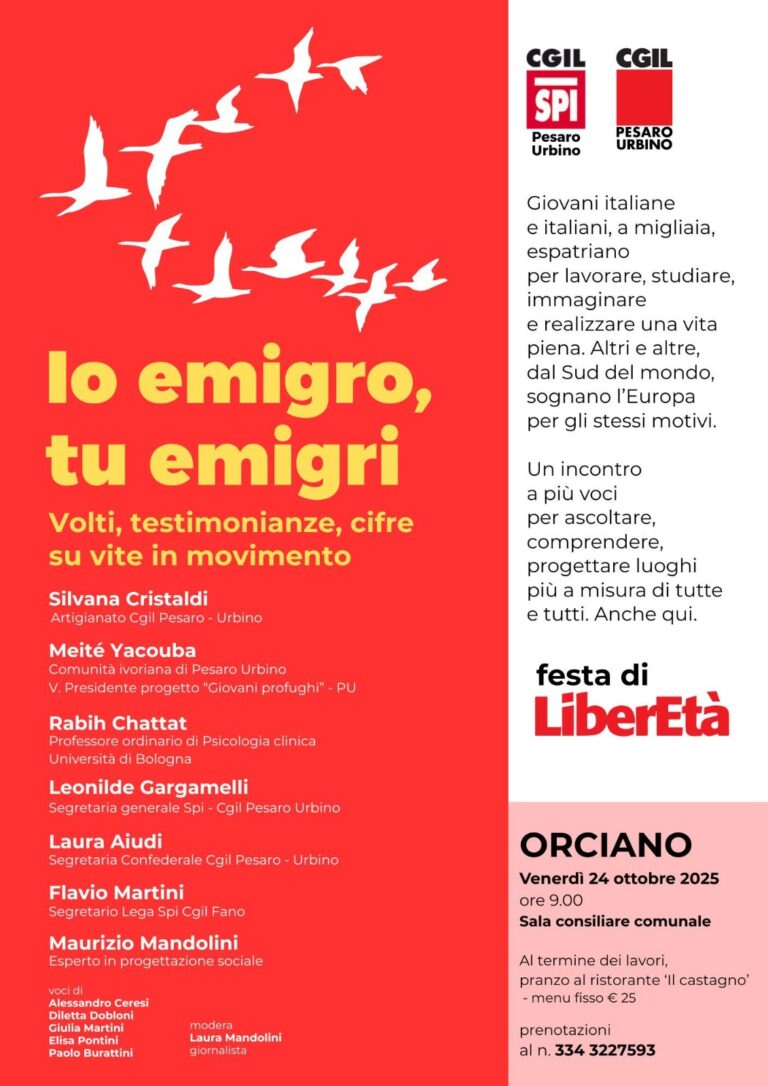 “Io emigro, tu emigri”: a Orciano un incontro dello Spi Cgil sui tanti volti delle migrazioni