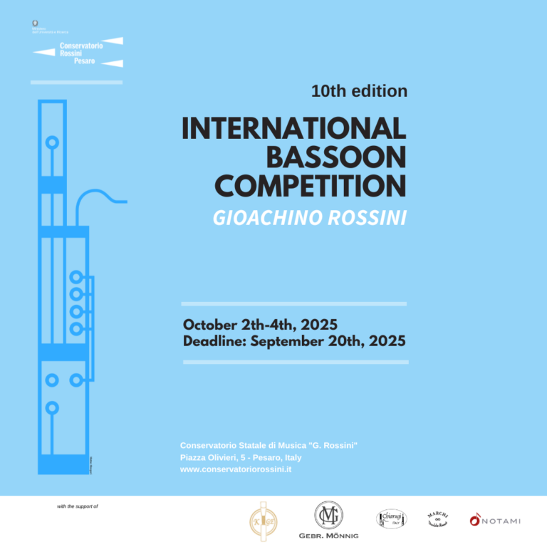Un secondo premio in ex aequo chiude il X Concorso Internazionale di Fagotto Gioachino Rossini