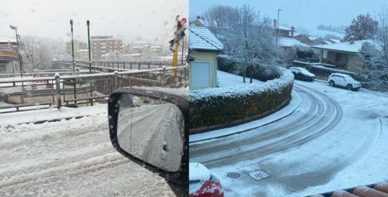 Epifania sotto la neve: maltempo su tutta la provincia di Pesaro-Urbino, fiocchi fino alla costa (FOTO E VIDEO)