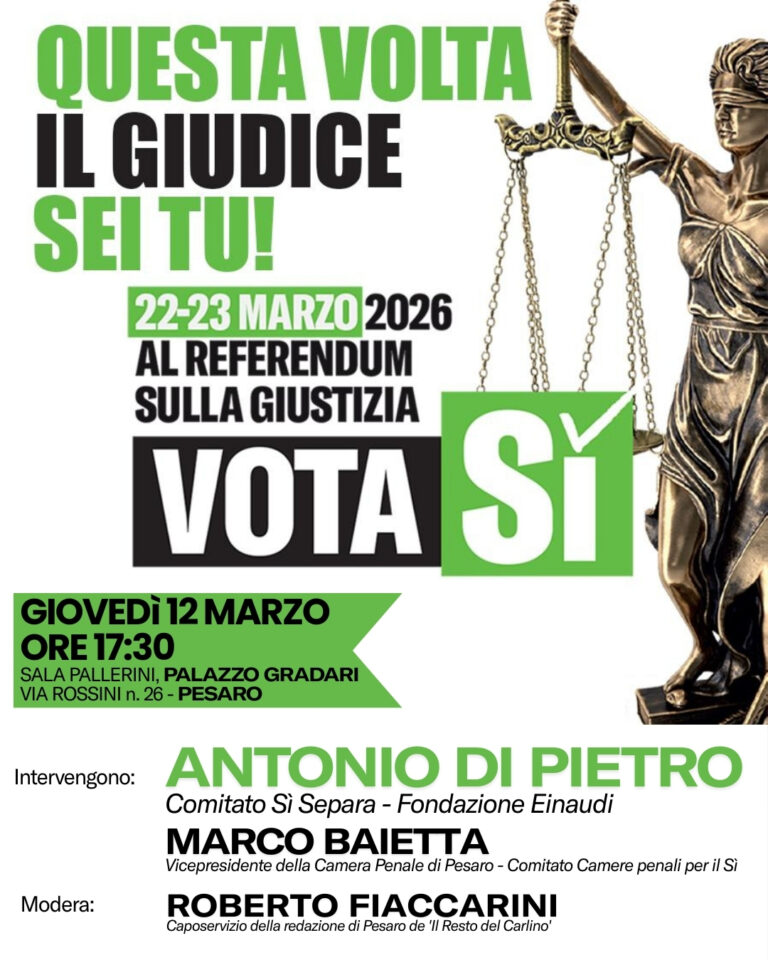Referedum giustizia, incontro pubblico a Pesaro con Antonio Di Pietro