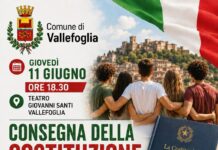 Vallefoglia celebra i neo diciottenni: giovedì la consegna della Costituzione Italiana ai giovani nati nel 2007