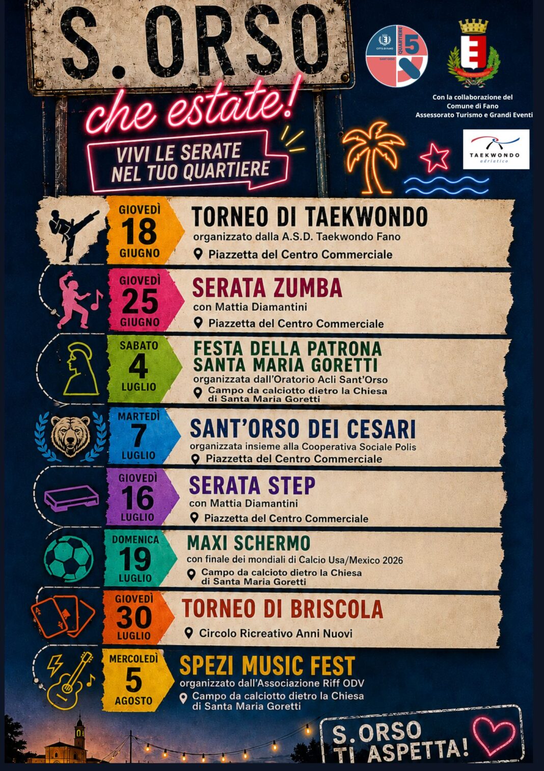 Calendario Eventi Sant'Orso estate 2026