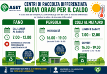 Alte temperature, Aset Spa rimodula gli orari dei Centri di Raccolta Differenziata