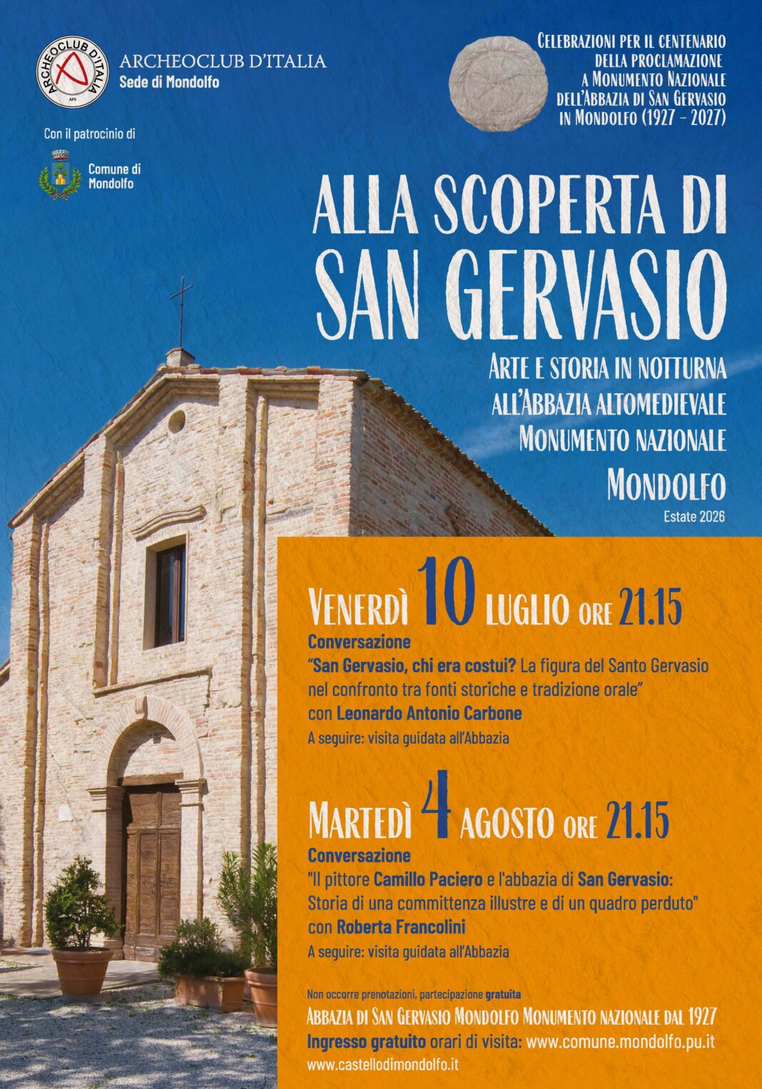Conversazioni e visite notturna Abbazia San Gervasio_estate_2026