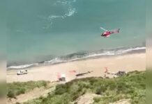 Fiorenzuola di Focara, elicottero in azione per il consolidamento della falesia