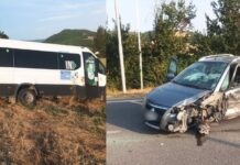 Fermignano, scontro tra auto e pulmino in Via Metauro