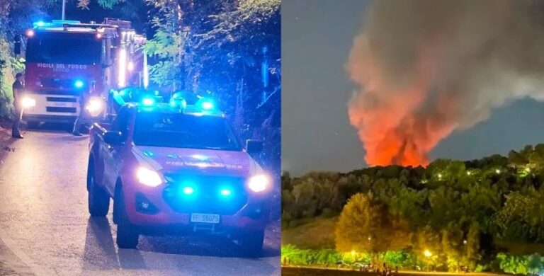 Incendio sul San Bartolo, brucia un capanno agricolo. Il Sindaco Biancani: “Situazione sotto controllo”