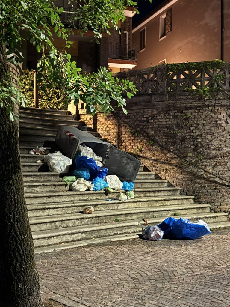 Pesaro, cassonetti ribaltati e rifiuti in strada: identificati due giovani